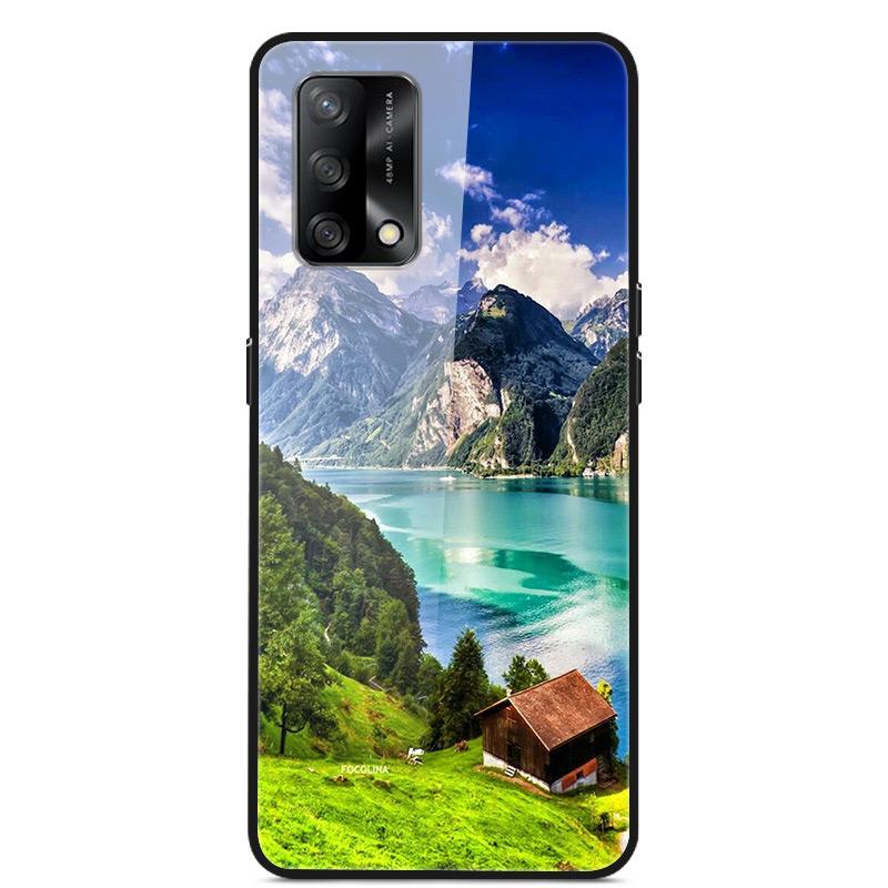 For OPPO A74 4G Case Tempered Glass Hard Phone Case Luxury Case for OPPO A74 5G A 74 Protective Bumper Shockproof Funda Coque