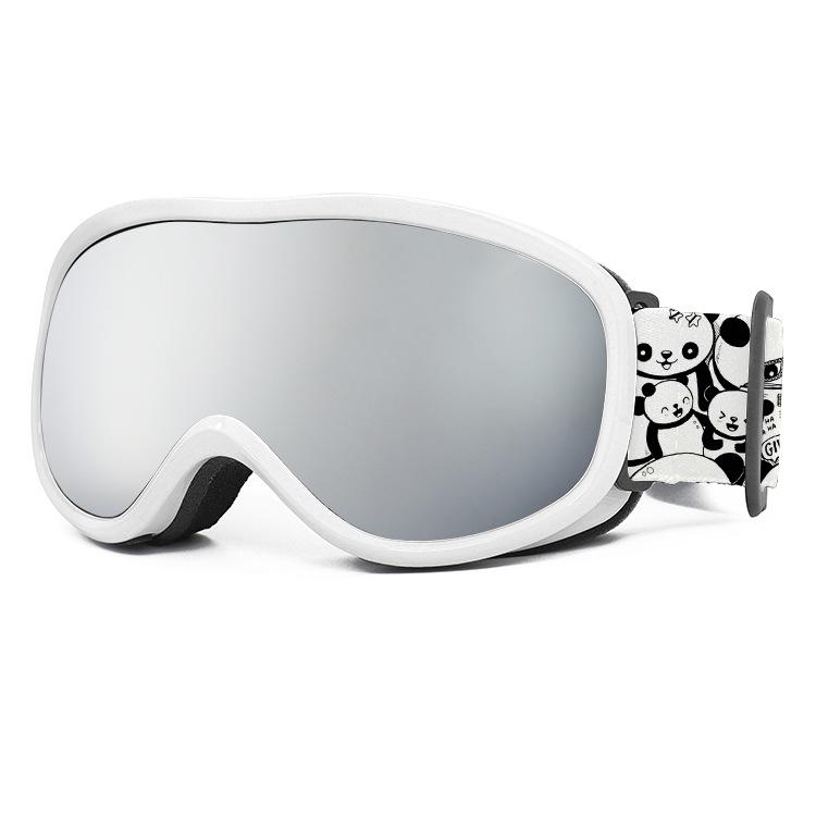 Children s ski goggles with double-layer anti-fog protection6-15Children s ski goggles with cartoon graffiti design Sand white+Heavy mercury