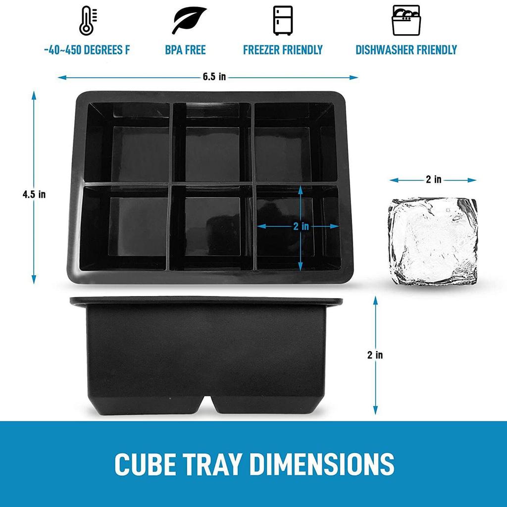 6-Piece Silicone Ice Cube Tray Set with Square and Round Molds