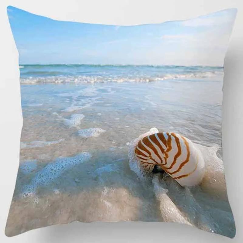 Beach Starfish Spray Coconut Tree Style Free Print Pillow Case Home Decoration Car Sofa 40x40 Cm Polyester Pillow Case