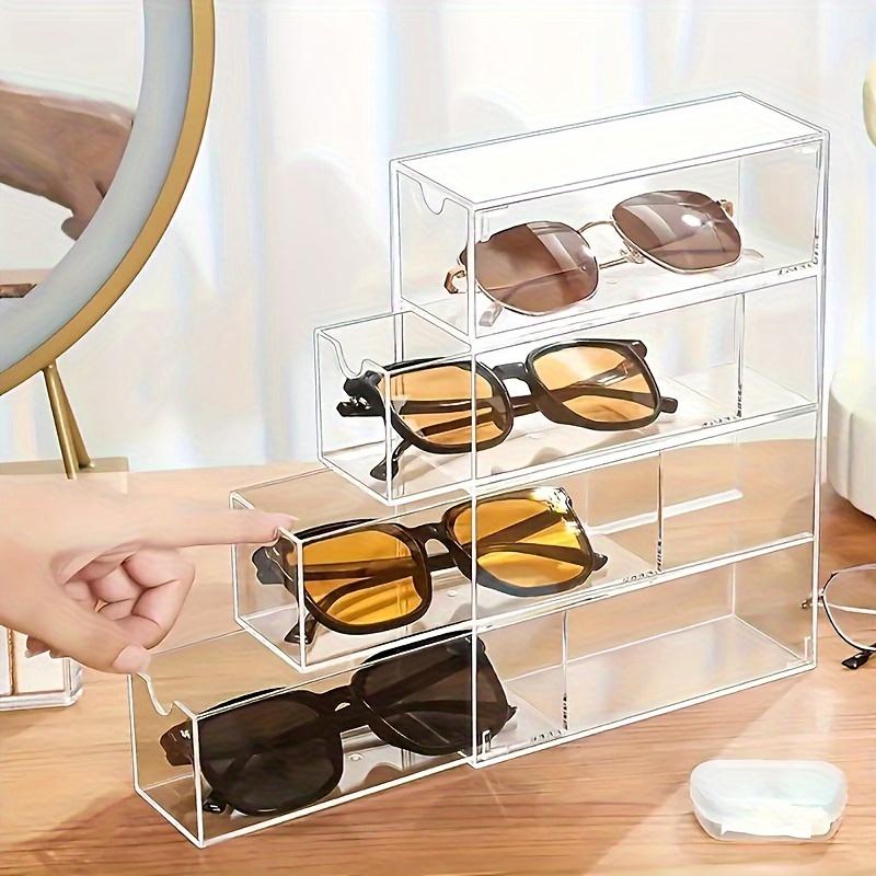 4Grids Desk Glasses Sunglasses Drawer Divider Transparent Dust-proof Overlay Cosmetics Lipstick Shelving Gift Office Supplies