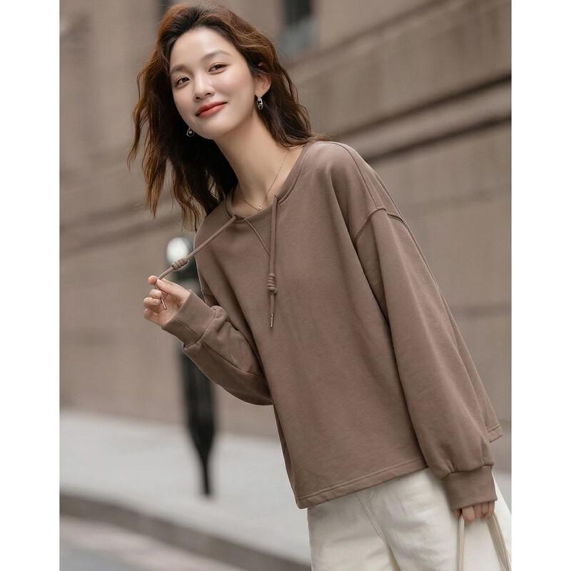 Demana Women's Cloud Cotton Round Neck Drawstring Sweatshirt