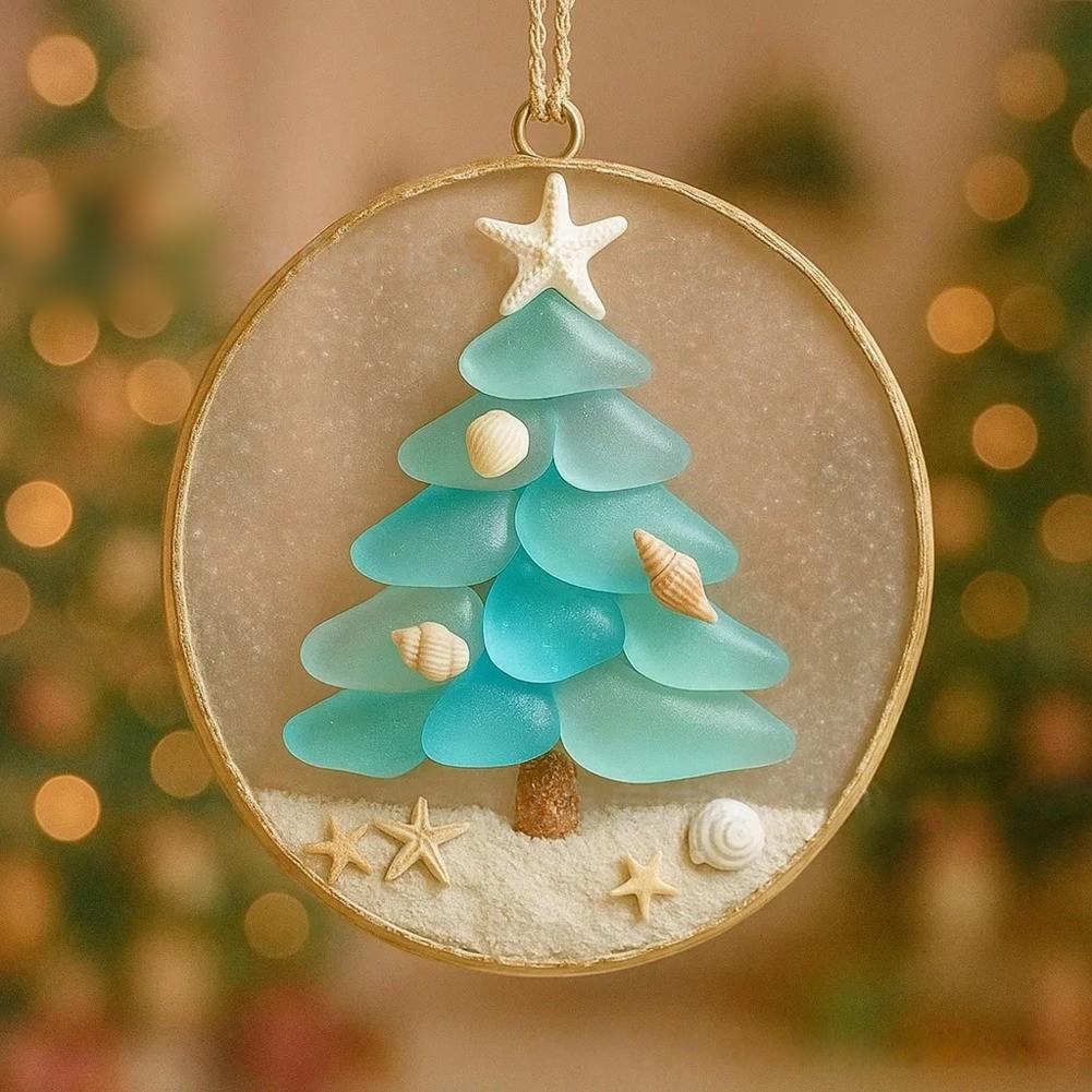 Coastal Nativity Ornament Jesus Birth Ornament Golden Star Accent