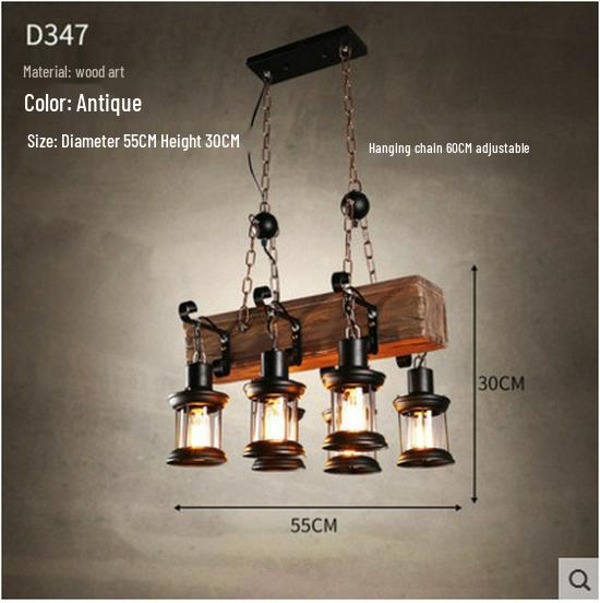 Vintage Industrial Wood Chandelier for Restaurants & Cafes