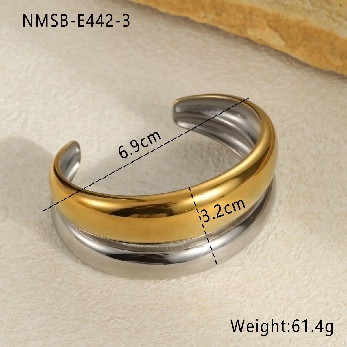 GEMCHIC Women s Minimalist Exaggerated Gold & Silver Two-Tone Stainless Steel Cuff Bracelet Geometric Fashion Jewelry 18K