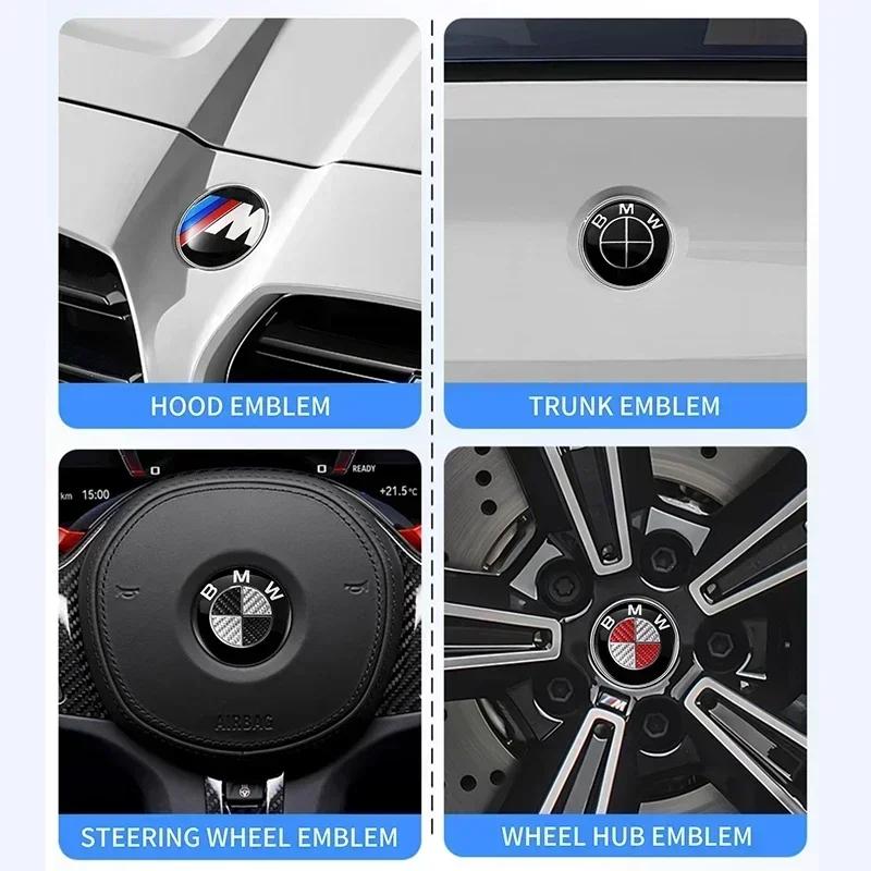 7 Pezzi Emblema Cofano Anteriore Auto Logo 50° Anniversario 82mm + Distintivo Posteriore 74mm + Coprimozzo Ruota 68mm Copertura Decorativa Styling per BMW M