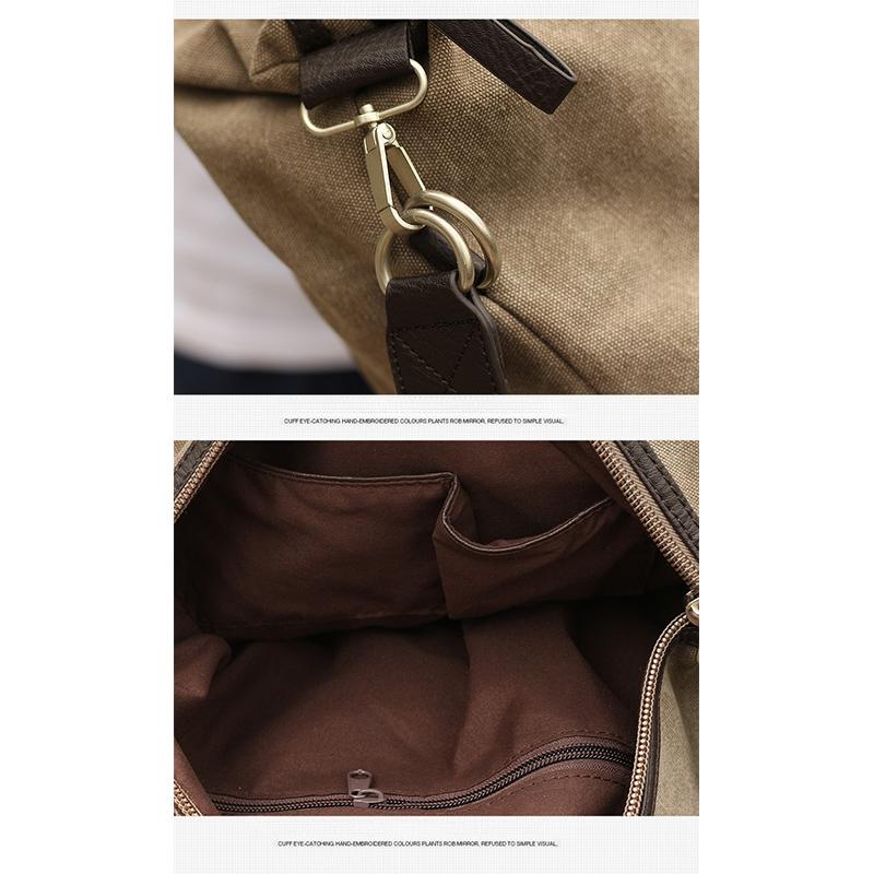 Men's Canvas Tote Travel Bag Large Capacity Luggage Shoulder Crossbody Bag Korean Sport Gym Fitness Duffels Short Trip Bags