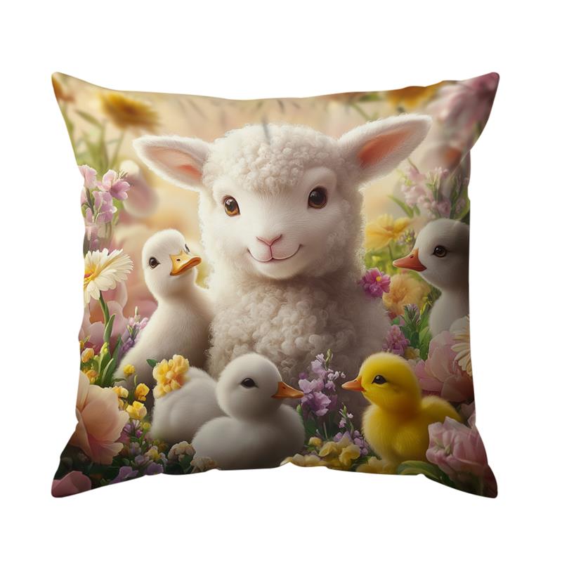 1 Pc Cute Sheep Pillow Cover For Home Living Room Bedroom Sofa Office Decorative Pillowcase Soft Throw Pillows 45*45 Cm