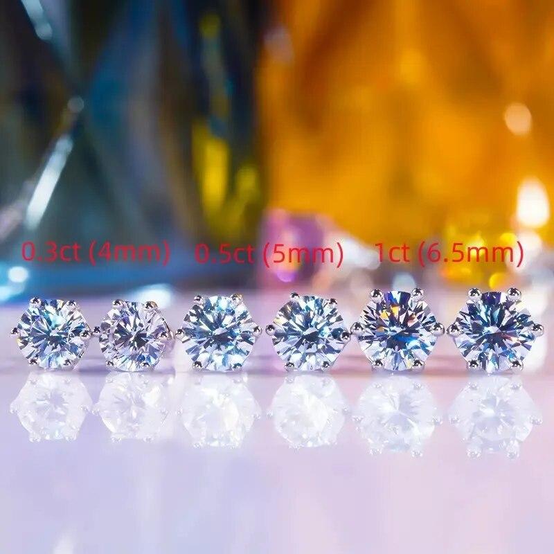 Echte 2 Karat 8mm Moissanit Ohrstecker für Frauen Schraubgewinde Ohrstecker Sterling Silber 925 Schmuck Bestehen Sie den Diamanttest