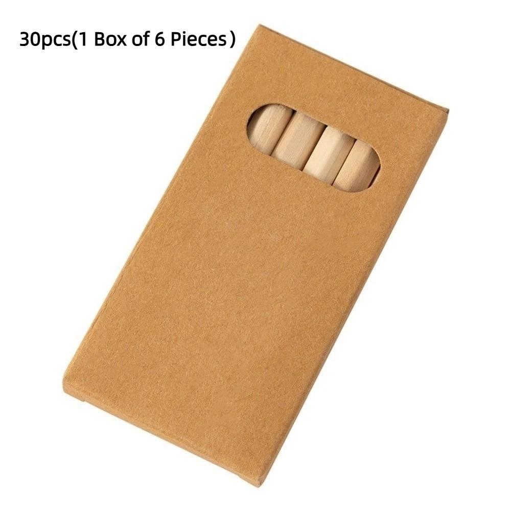 5 Boxes/30pcs Kraft Paper Box Children's Short Pen Mini Drawing Pencil Student Stationery