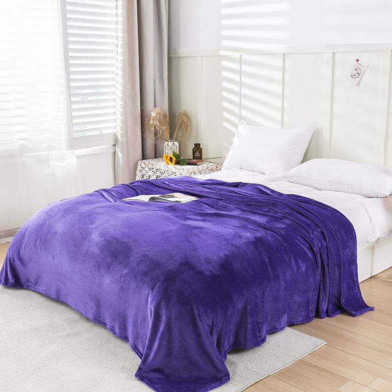 Solid Color Flannel Blanket Office Air Conditioning Soft Warm Imitation Mink Fur Throw Sofa Cover Bedspread Airplane Blankets