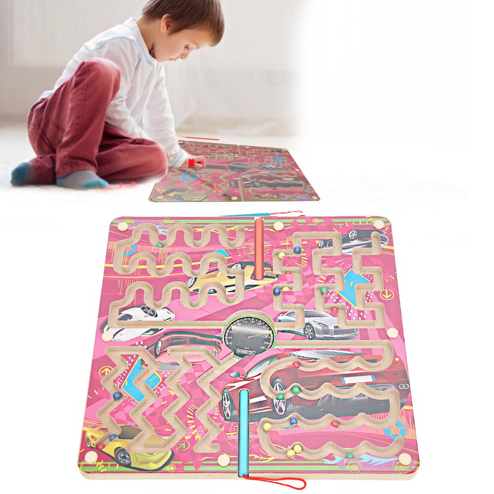 Magnetic Maze Game Puzzle Board Games Children Kid Toddler Educational Wooden Toy
