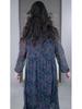 Spring Floral Long Sleeve Chiffon Dress for Middle-Aged Mothers