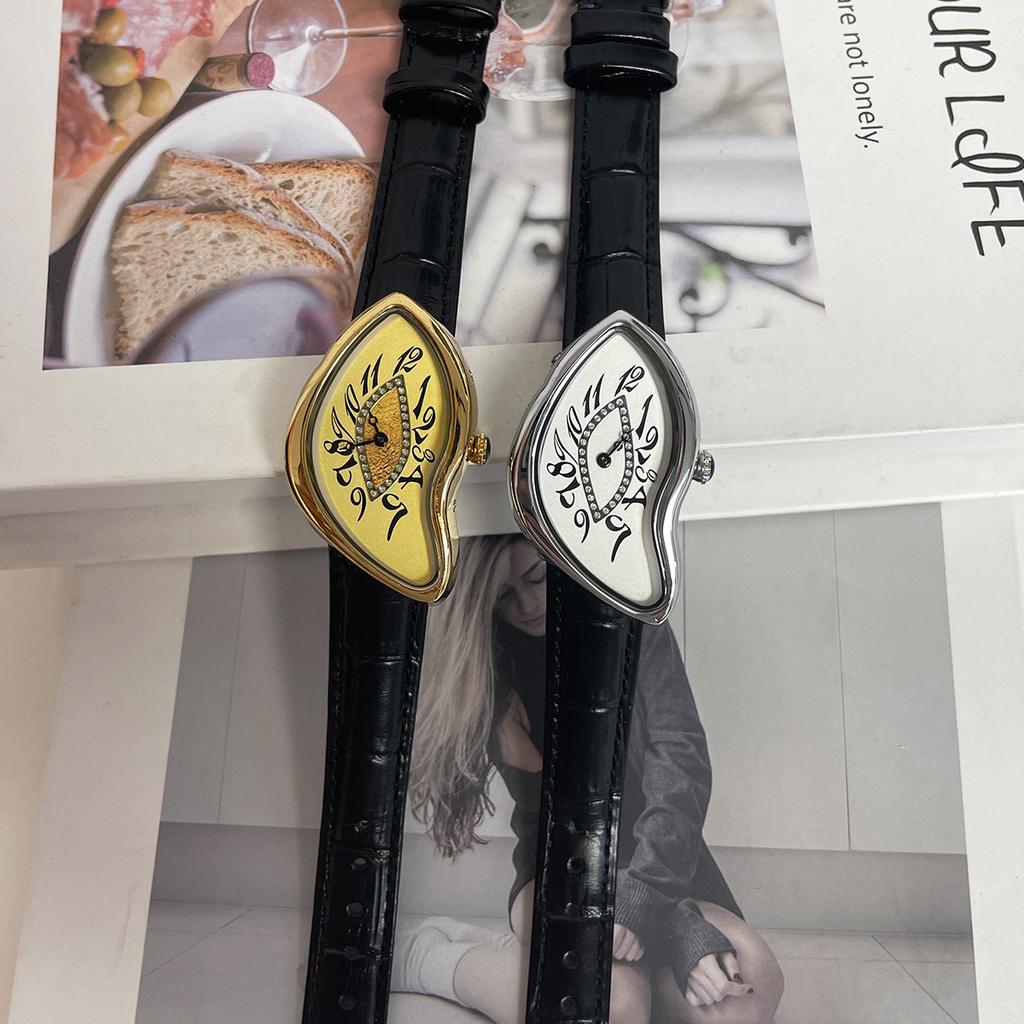New Shape Quartz Men's Watch Y2k Style Twisted Case 2025 Trendy Personalized Niche Design Watch Leather Waterproof Watch Clock