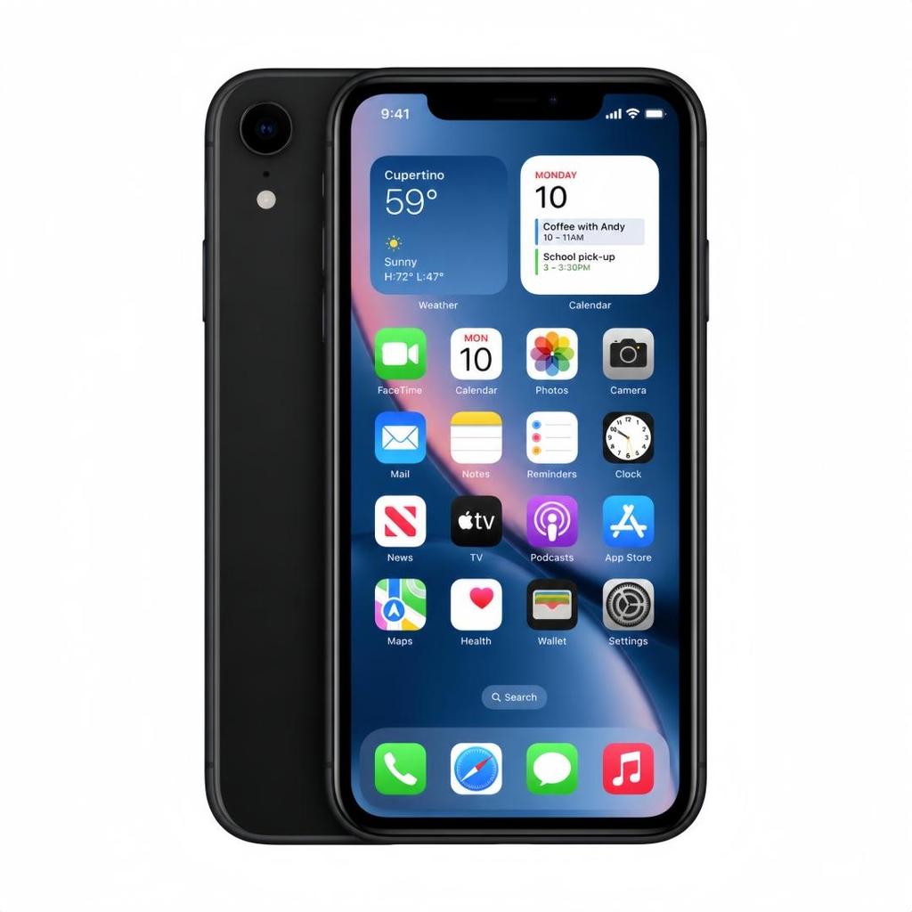 Refurbished Apple iPhone Xr 6.1'' 3GB RAM 64GB ROM Black 4G LTE Unlocked Smartphone With Single SIM