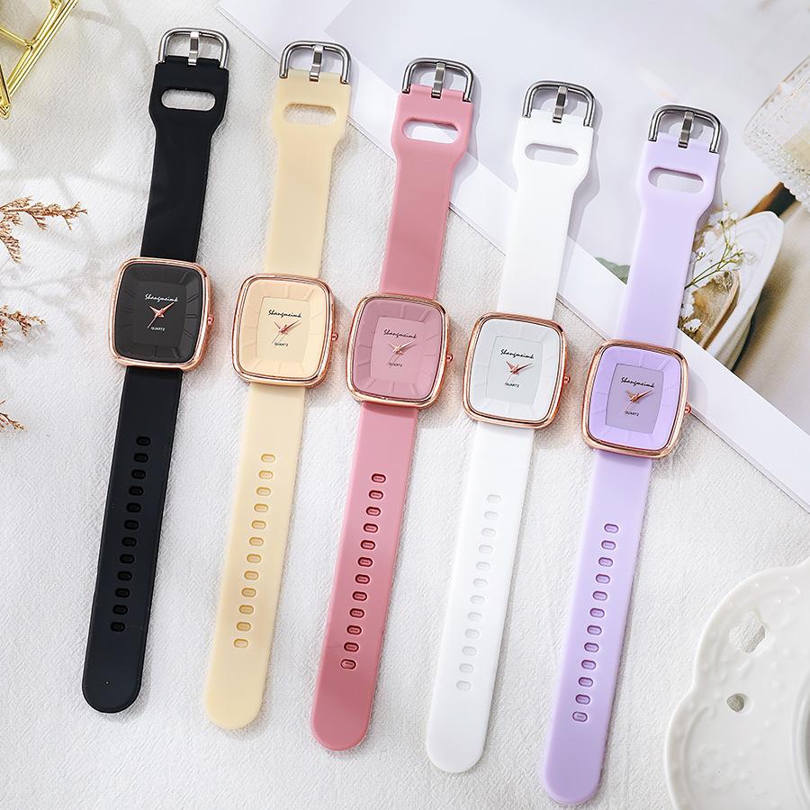 Simple Watch Square Scale Quartz Watch Neutral Middle And High School Student Watch Fashion Trendy Silicone Watch