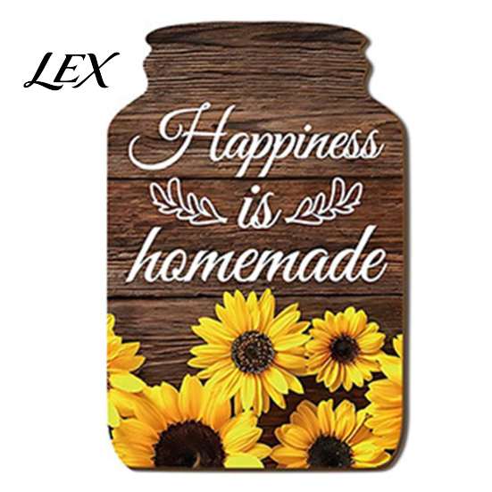 Farmhouse Home Decorations Mason Jar Shape Wall Decoration, Wooden Art with Sunflower Print, Indoor Decoration Pieces Retro Rustic Hanging Decor