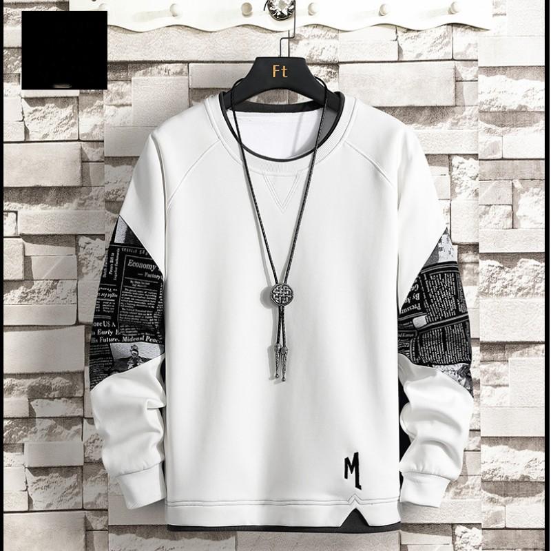 Men's Spring and Autumn New Solid Color Printed Loose Top Urban Simple Fashion Leggings Men's Hoodie