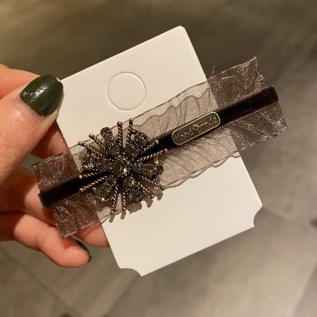 Retro Koronkowe Spinki do Włosów Zestaw dla Kobiet Ręcznie Robione Moda Koreańska Najnowsze Czarne Jedwabne Akrylowe Kwiatowe Klipsy do Włosów Nakrycie Głowy