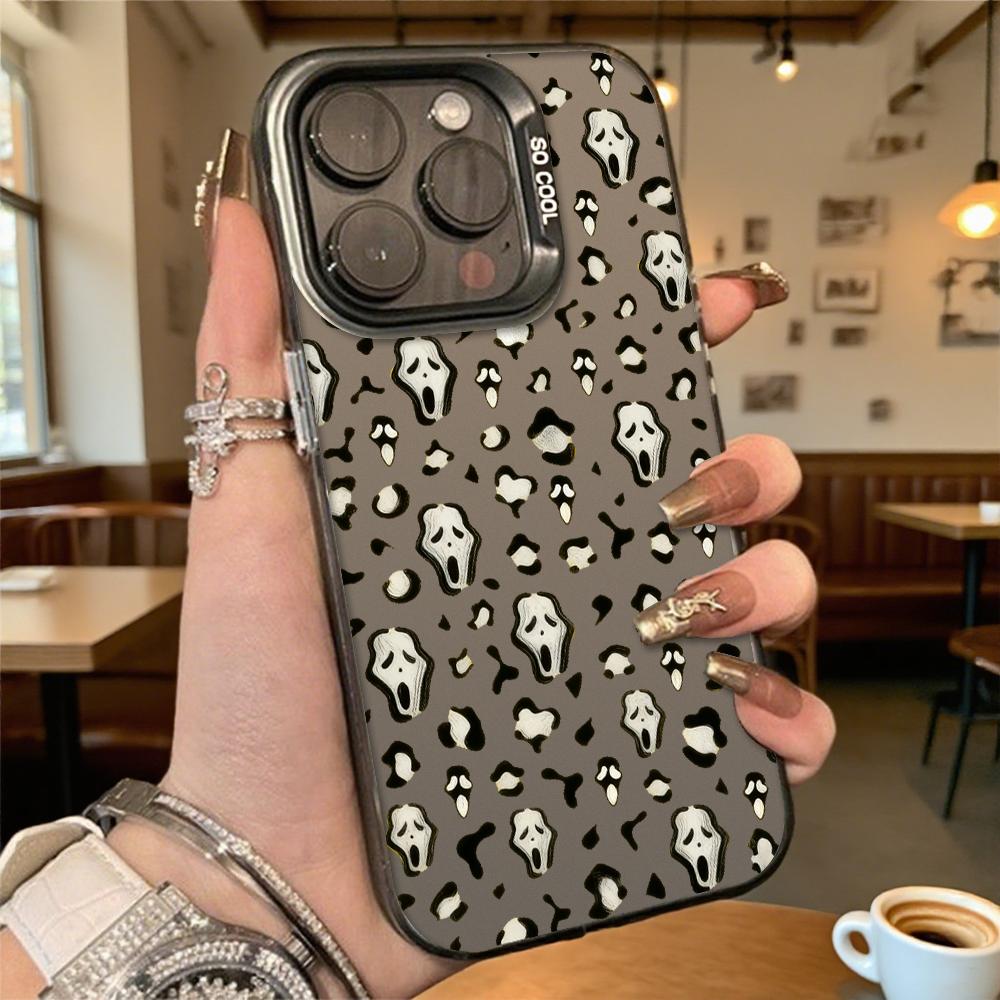Ghost Face Pattern Shockproof Phone Case for Iphone 16 15 14 13 12 11 Pro Max/Mini Anti-Scratch Premium Hard Cover