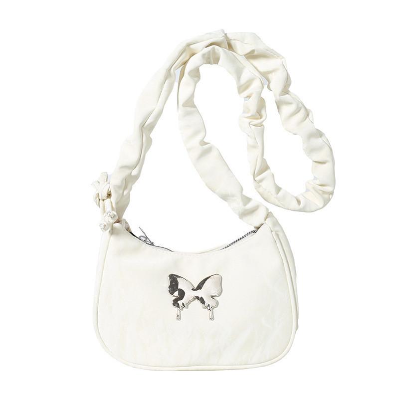 Elegant Small Square Shape Butterfly Knot Shoulder Bag In Soft Pu Material Ideal For Street Fashion белый