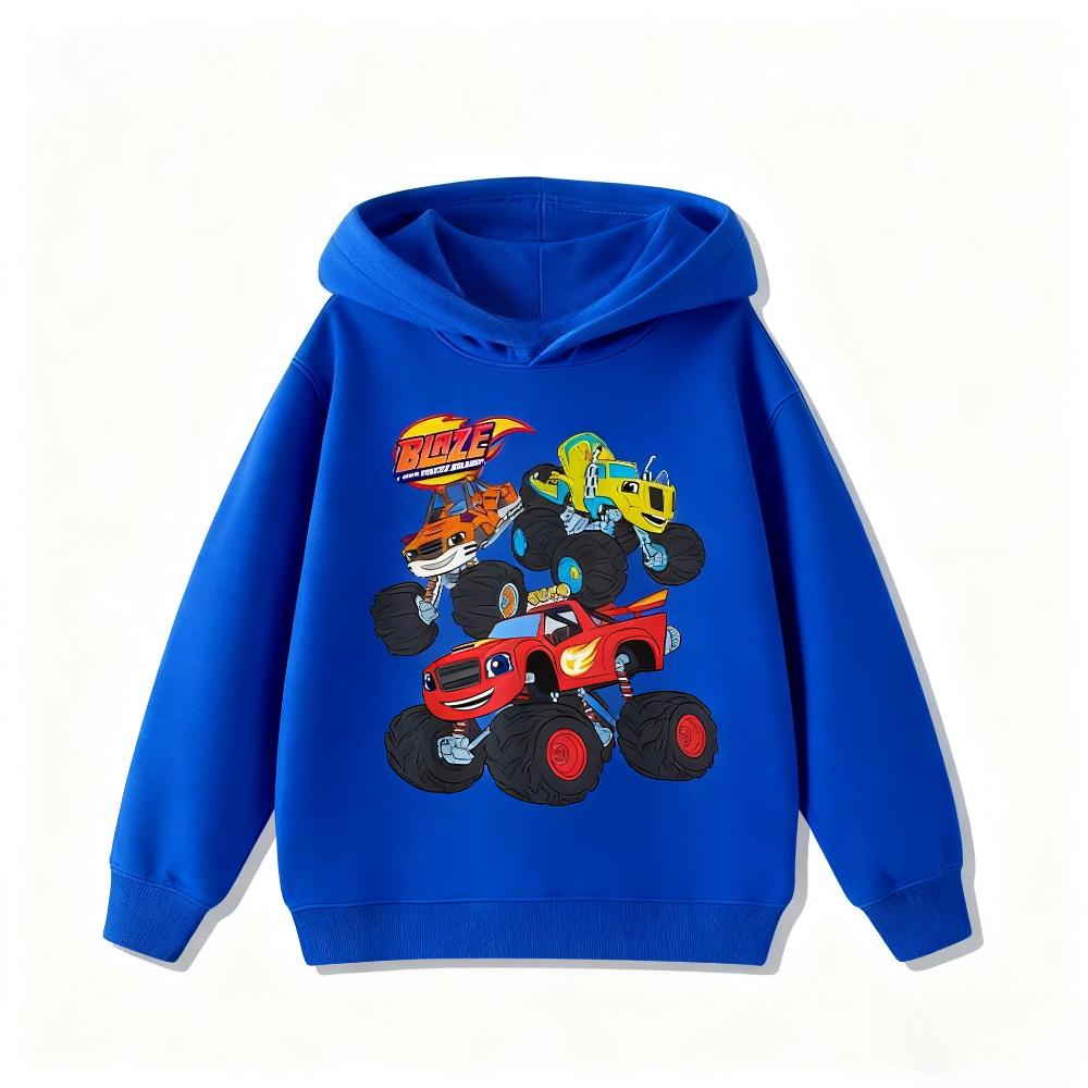 Speed Cyclone Car Team Monster Flame Car Children's Hoodies Boys and Girls' Clothing Autumn and Winter Warm Children's Hoodies