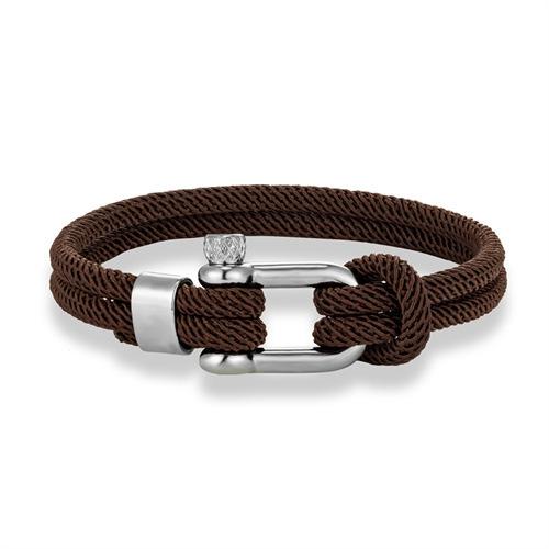 European American Fashion Stainless Steel U-shaped Horseshoe Buckle Trendy Unisex Black Rope Double-layer Bracelet