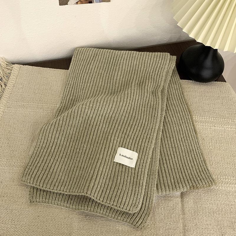 Solid color knitted scarf women's autumn and winter Korean version of student wool versatile warm thickened scarf couple trendy male couple