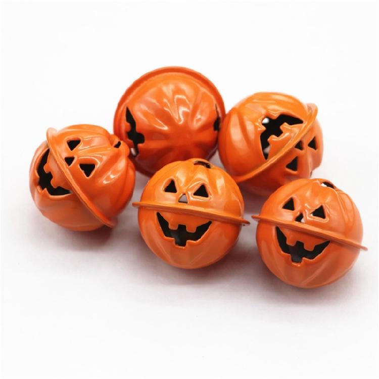 10pcs Metal Pumpkin Bells for Halloween Celebration Smiling Face Pendants Jewelry Component Unique Costume Accessories