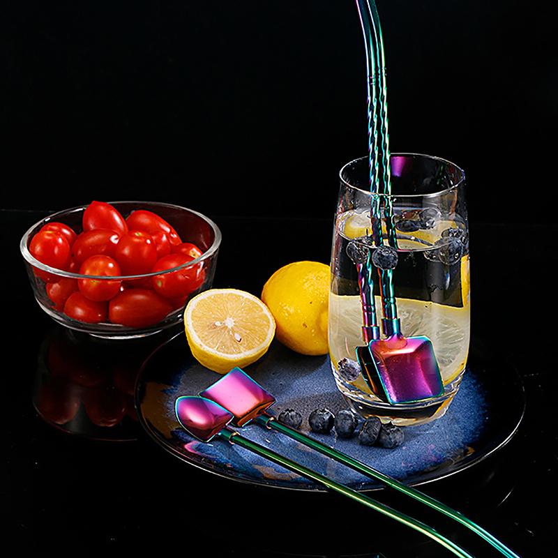 2In1Drinking Straws Spoon Creative Stainless Steel Reusable Drinking Straw