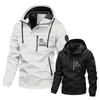 Men's Outdoor Windbreaker Jacket - Fleece Lined Hooded Coat for Autumn/Winter, Solid Color