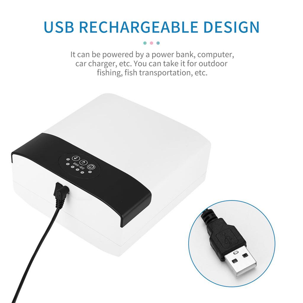 Oxygen Pump Fish Tank Oxygenator Aquarium Oxygen Aerator Pond Aerator Air Pump USB Rechargeable Fishing Aerator with