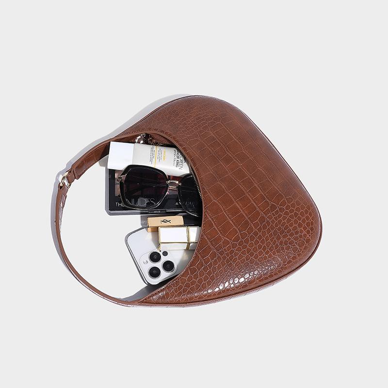 Fashion Autumn Winter New Niche Sailboat Design Single Shoulder Bag 2024 Trendy Versatile Commuter Crocodile Pattern Underarm Bag