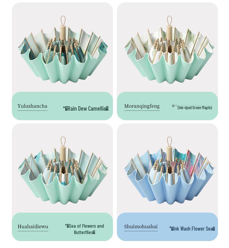 32-Bone Folding Dual-Use Women's Umbrella - Sun & Rain Protection, Anti-UV, Enlarged, Reinforced, Thickened Sunshade