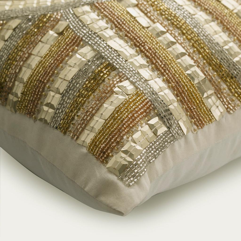 The HomeCentric Dekorative Bezüge mit Reißverschluss, goldene Wurfkissen, Seidenperlen-Wurfkissen für die Couch, abstrakter moderner Stil, Ostern – Sternenlichtschimmer