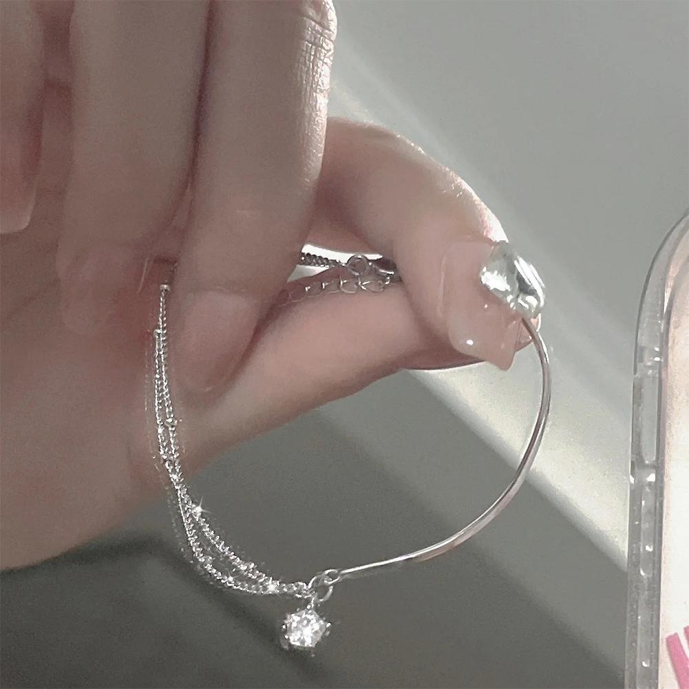 Módní Všestranný Náramek s Hvězdným Přívěskem Design Polovina Náramek Polovina Řetízek Slitina Dvouvrstvý Náramek Šperk na Ruku