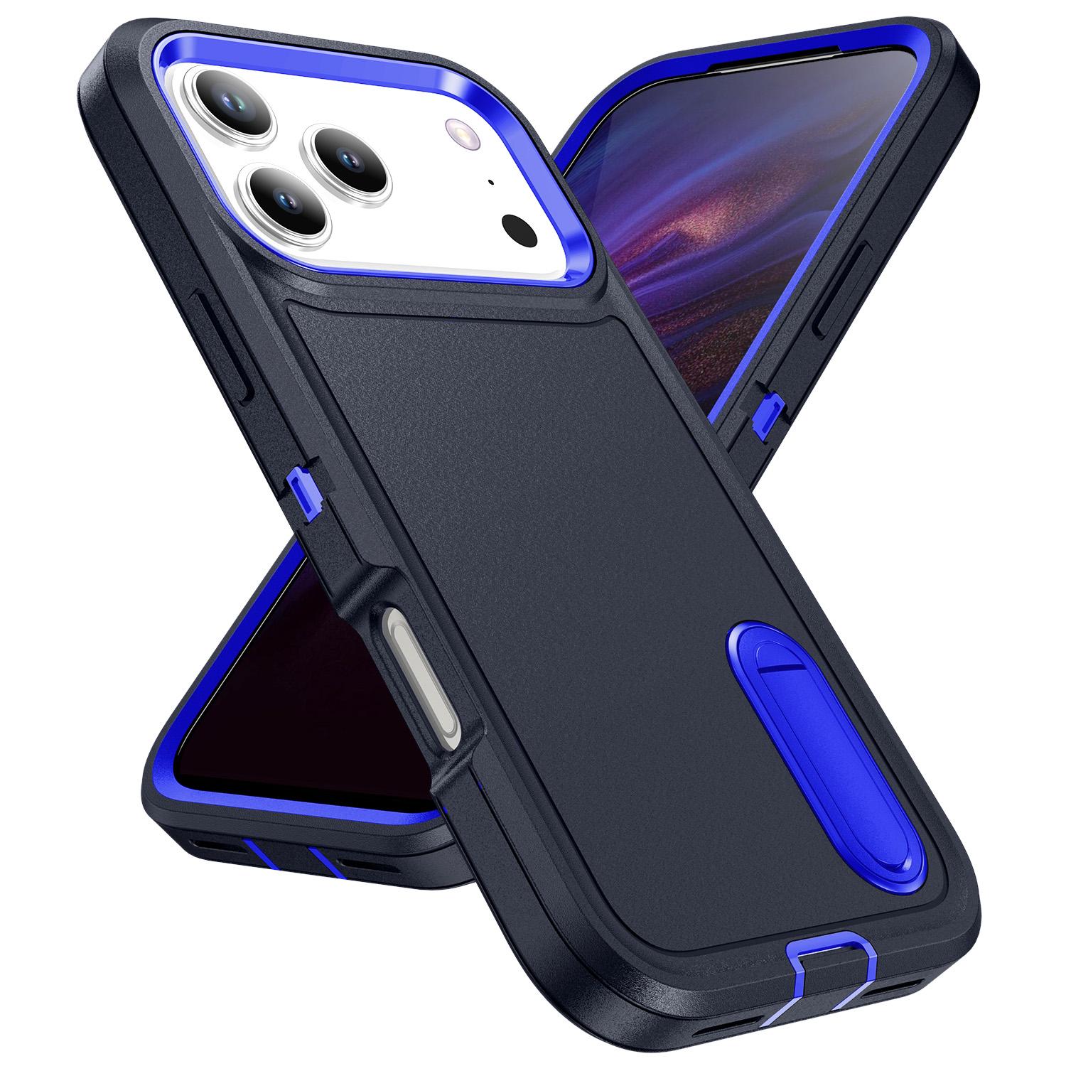 Heavy Shockproof Armor Phone Case for IPhone 17 Pro Max 16 Pro 15 14 13 12 11 Full Body Protective Shock Absorption Rugged Cover iPhone17 синий