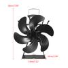 6 Blade Black Stove Fan Aluminum Alloy Silent Efficient Heat Distribution