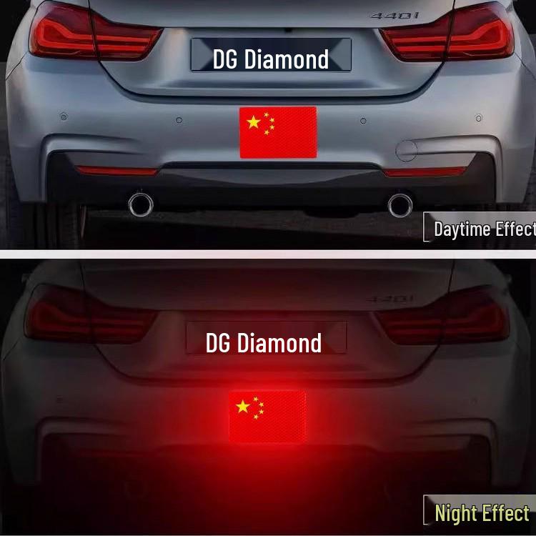 Magnetic Patriotic Car Sticker: Reflective Five-Star Red Flag for National Day