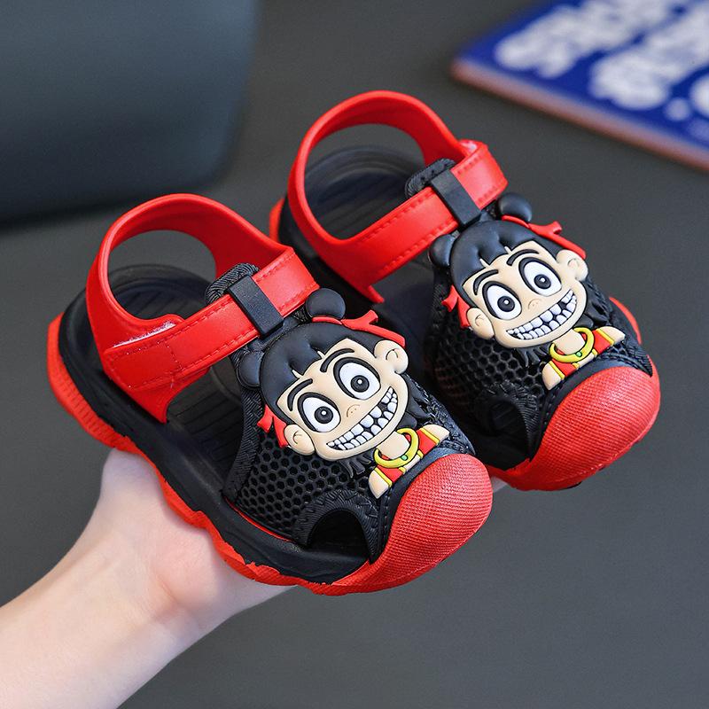 Children's Sandals New Summer Non-Slip Soft Sole Boys' Velcro Toddler Shoes Baby Beach Sandals