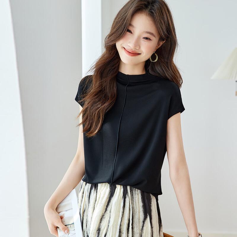 Srcr Women's 100% Mulberry Silk Short-Sleeve T-Shirt