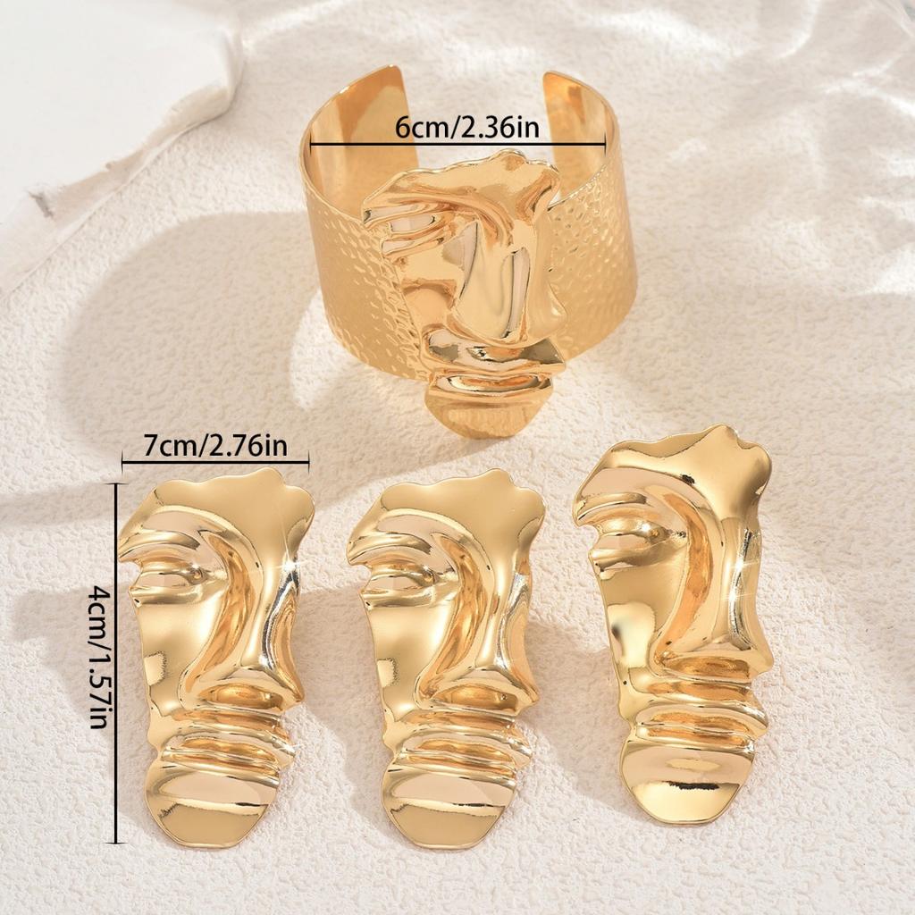 Vânzare Fierbinte Bijuterii Nișă Design Expresie Facială Cercei Inel Brățară Deschisă Versatilă pentru Femei