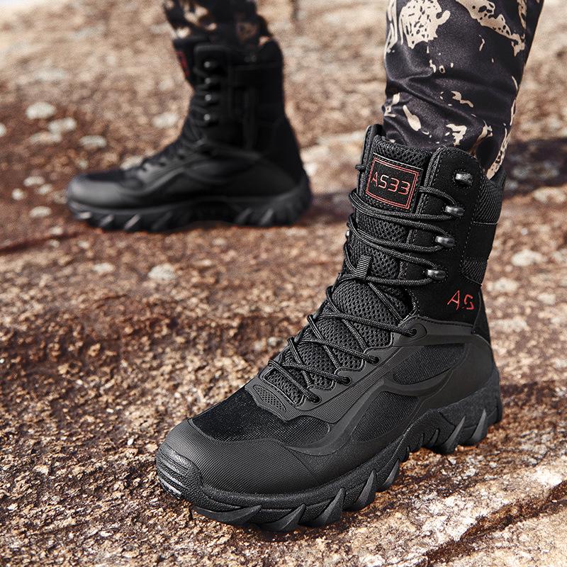 Men's Tactical High-Top Waterproof Boots - Breathable Combat, Desert, Hiking, and Outdoor Shoes