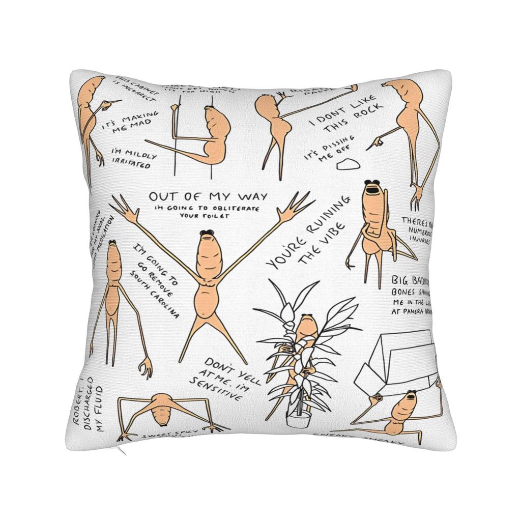 Marcus the Worm Funny Meme Printed Pillowcase Cushion Cover  Throw Pillow Cover Y2K Seat Decoration Zippered Multi-Size