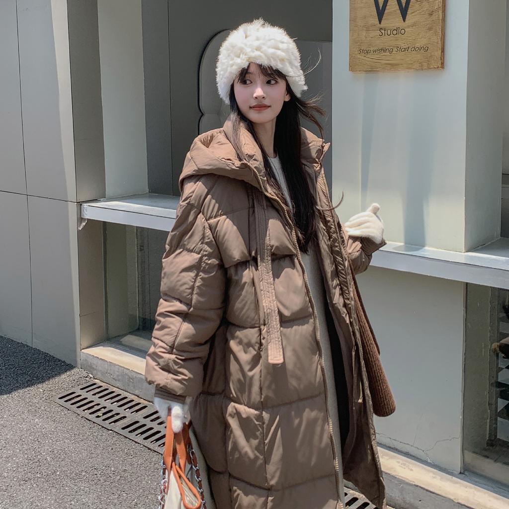 Thickened down cotton jacket women's long knee-length Korean version loose cotton jacket bread jacket winter new padded jacket jacket