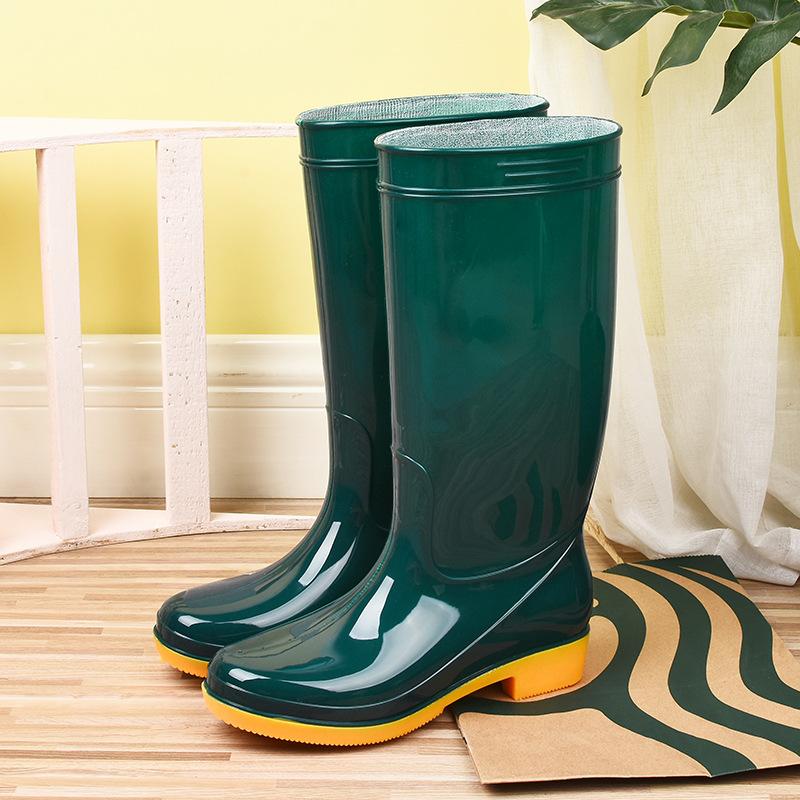 Tall tube non-slip waterproof shoes jelly rain shoes rain boots water boots thermal cover shoes women's adult fashion long tube