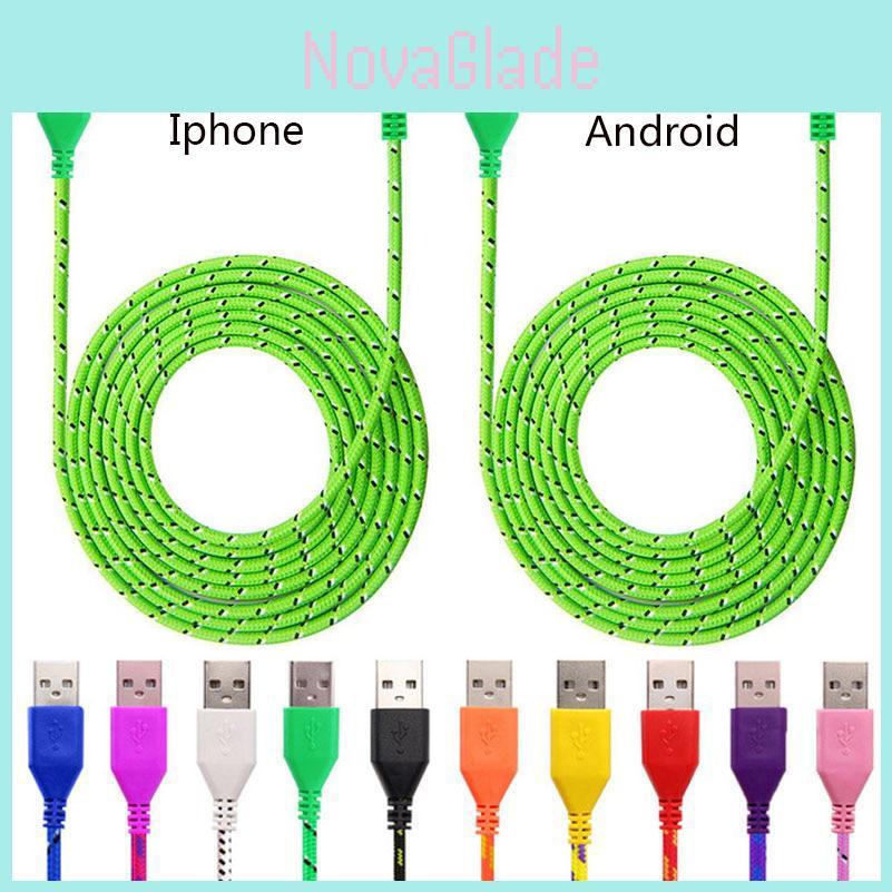 1m 2m 3m Nylon Braided Micro Usb Cable Charger For Android Iphone Mobile Phone