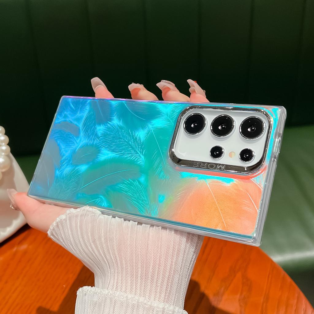 For Samsung Galaxy S24 Ultra Electroplating Case Silicone+PC IMD Laser Effect Phone Cover