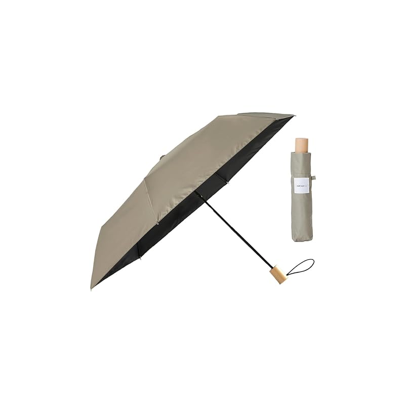 

[matti totti ++] 5. Greige For both rain and shine parasol folding Completely blacked out 100 UV cut ladies main bone 50cm Plain color rainy season