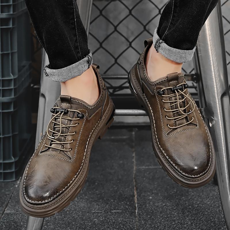 Men's Casual Leather Shoes Breathable Comfortable Men's Business Oxford Leather Flats Shoes Outdoor Fashion Men Flats